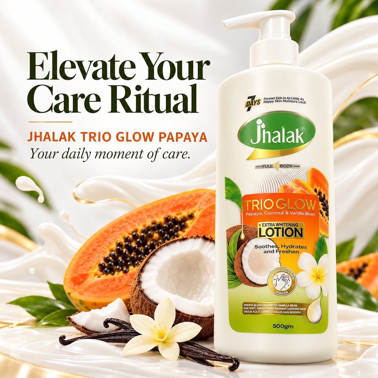 Jhalak Trio Glow Papaya Extra Whitening Lotion 500gm - Image 2