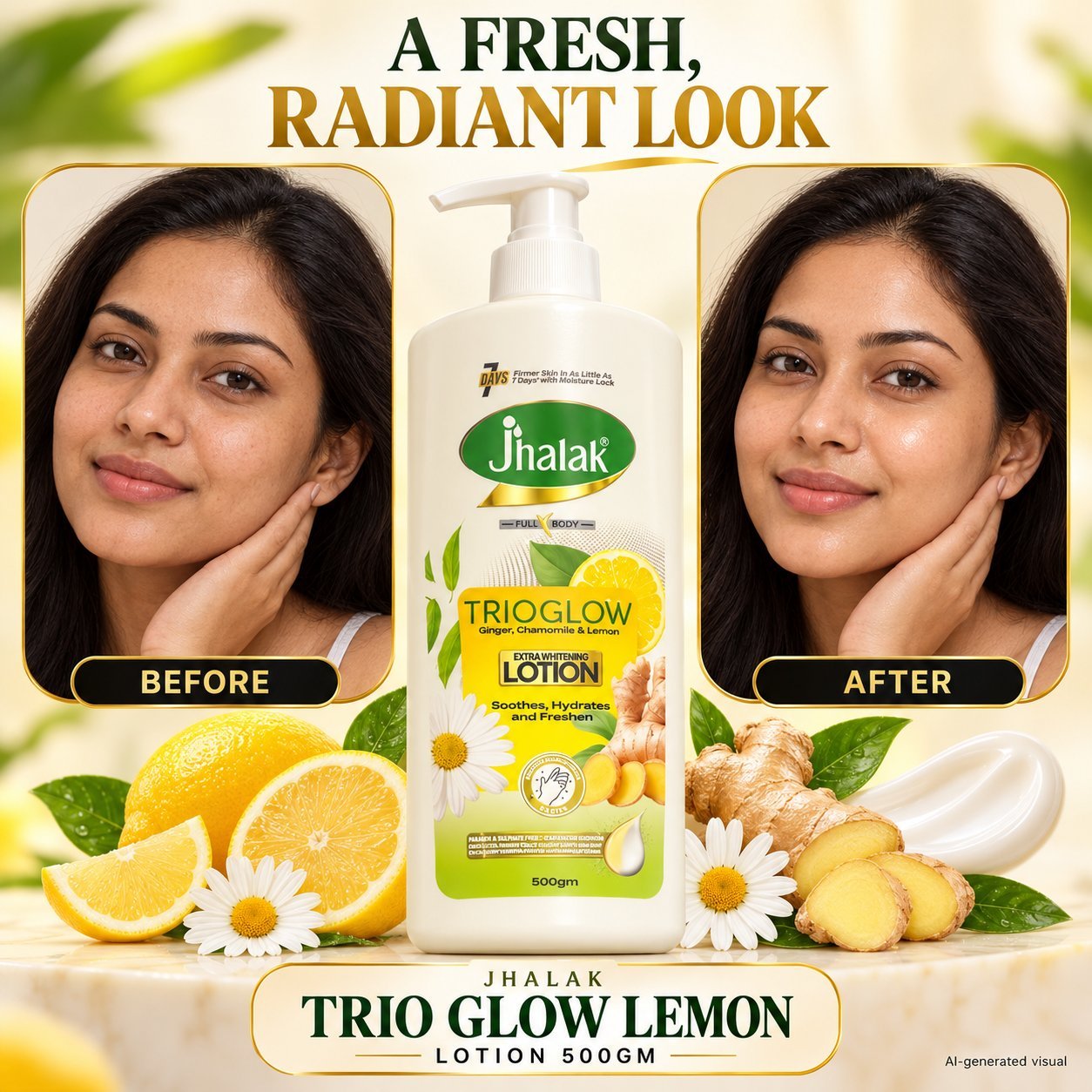 Jhalak Trio Glow Lemon Extra Whitening Lotion 500gm - Image 2