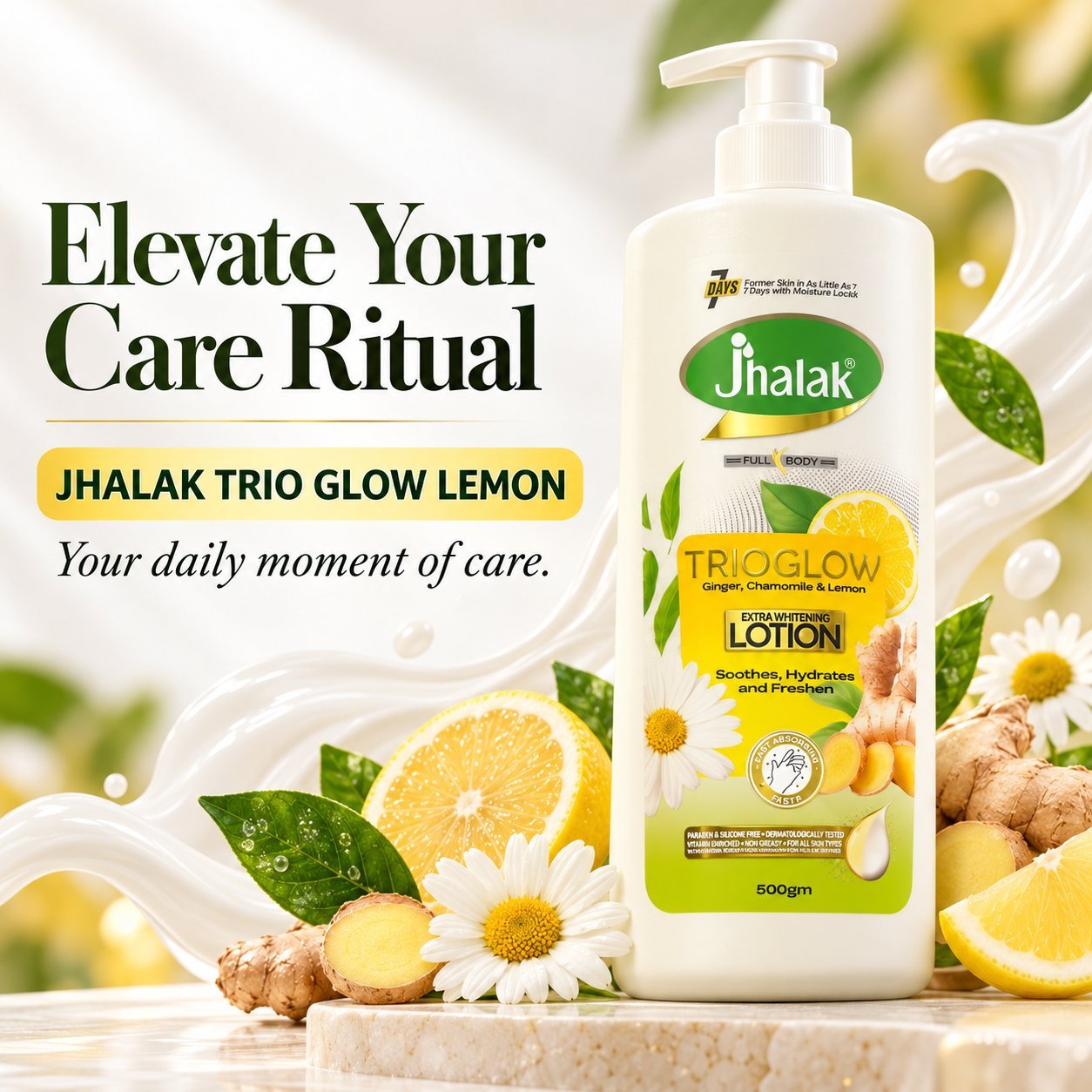Jhalak Trio Glow Lemon Extra Whitening Lotion 500gm - Image 3