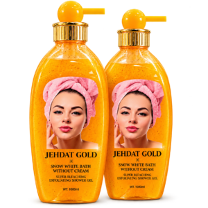 Jehdat Gold Snow White Bath Without Cream — Super Bleaching Exfoliating Shower Gel 1000ml bottles