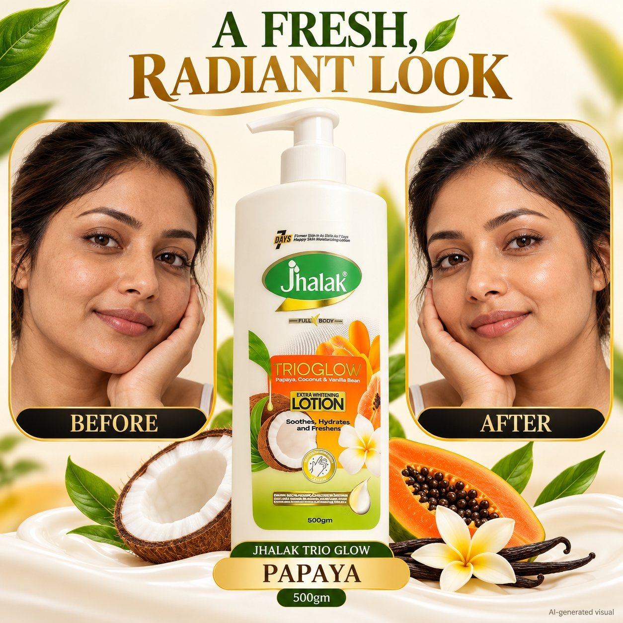 Jhalak Trio Glow Papaya Extra Whitening Lotion 500gm - Image 4